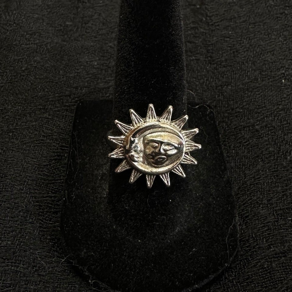 Silver Tone Sun Moon Ring Size 6.75 Celestial Cosmic Harmony Boho | eBay