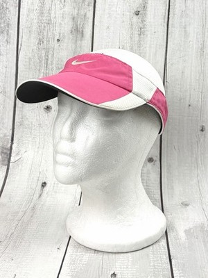 Nike Hat Visor Adjustable Strap Womens One Size Pink White Dri-Fit Golf 0161