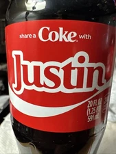 Share A Coke with  Justin 2025 Personalized Gift Coca Cola Bottle 20oz Comb Ship