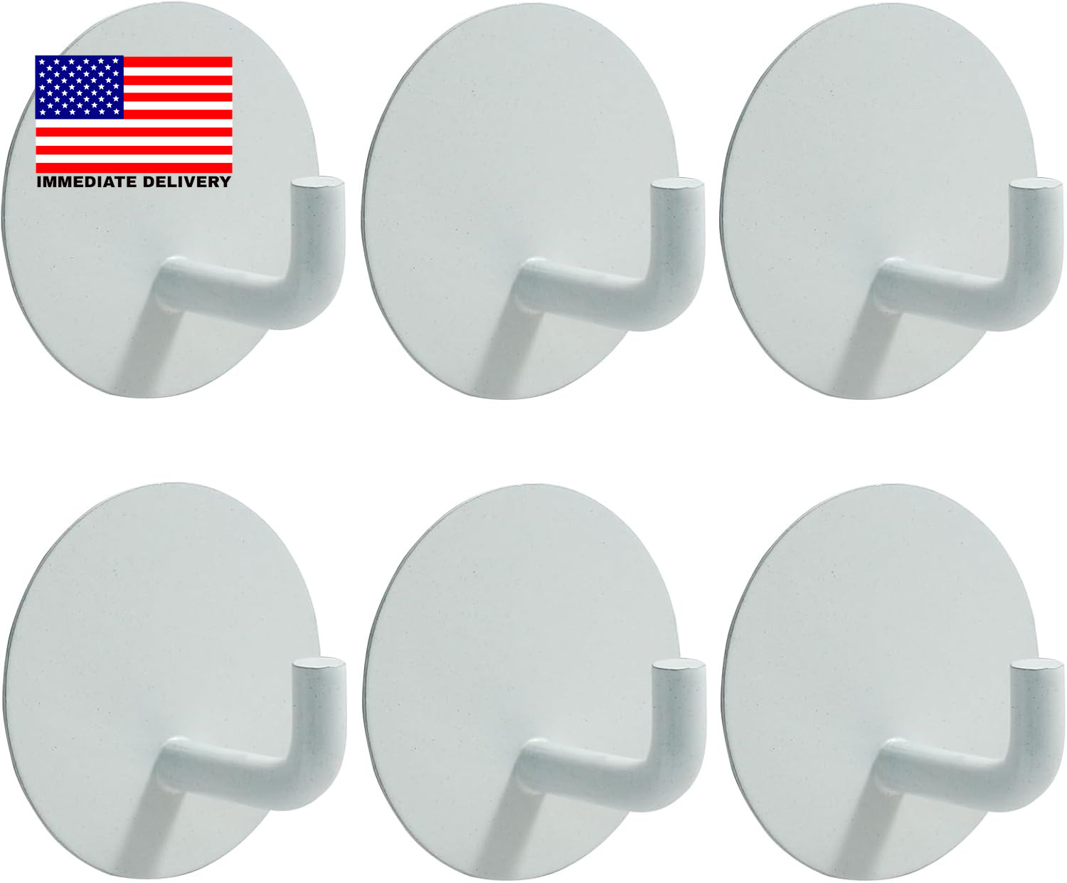 6 Pack Stainless Steel Adhesive Towel Hooks, Heavy Duty Hook, No Drill Wall Hang