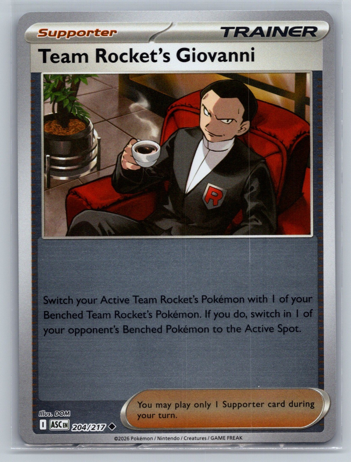 Team Rocket's Giovanni Reverse Holo Uncommon ME: Ascended Heroes 204/217 NM