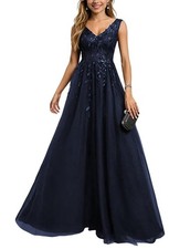 Formal Evening Gown Women's Sequin Bride Dresses Sleeveless V Neck Floor Length