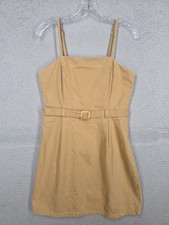 Asos Tan Denim Dress Size 6 Belted Sleeveless A Line Short Retro Style Casual 