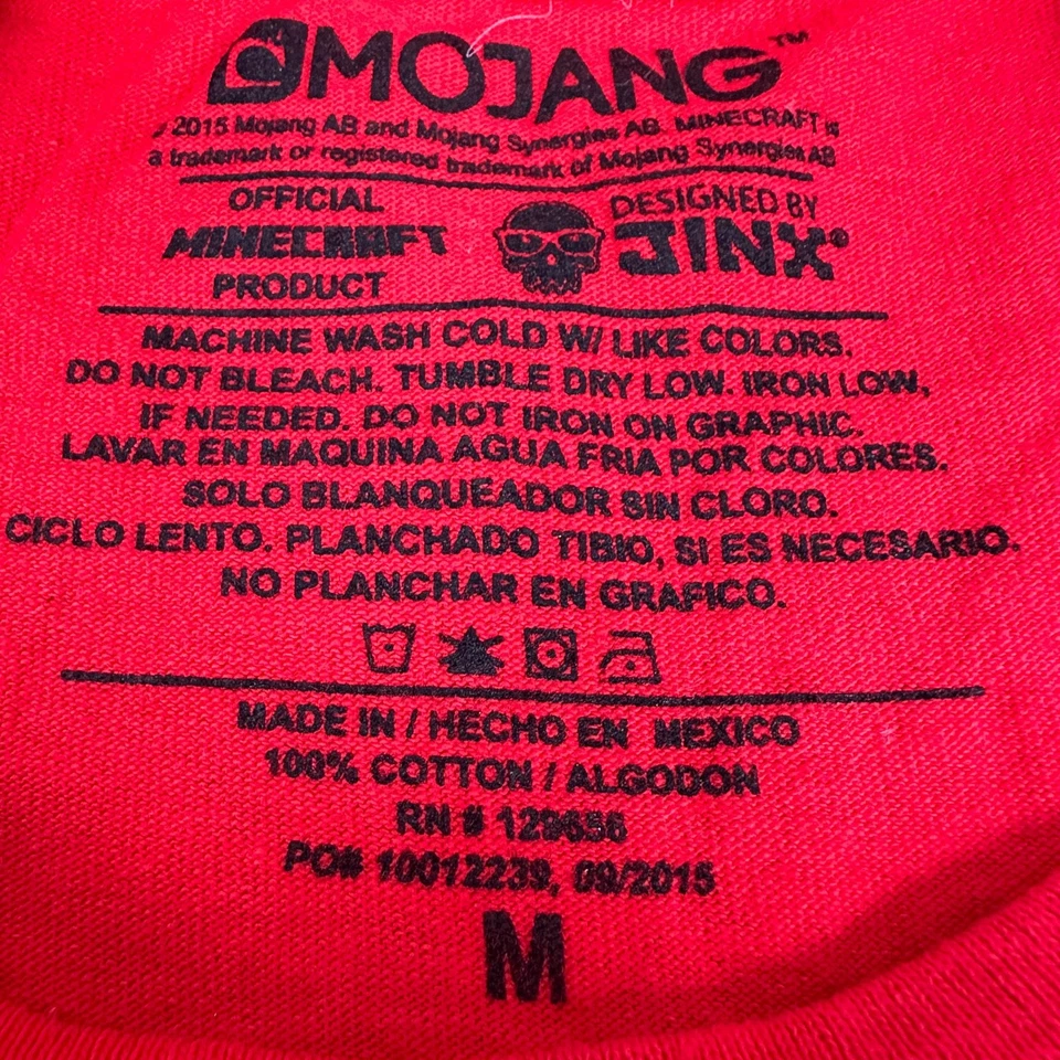 Camiseta Minecraft Pickaxe Gráfica Roja Mediana Mojang Oficial Algodón Jinx 2015 Foto 3 de 4
