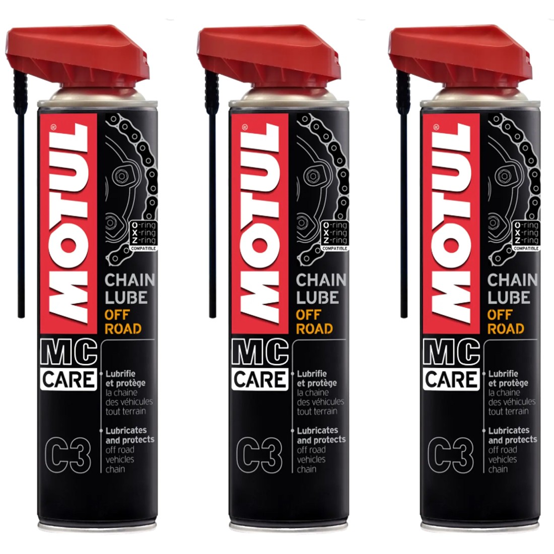 3 x 400ml Motul C3 Chain Lube Off Road Grasso Spray Catena Moto Enduro Cross