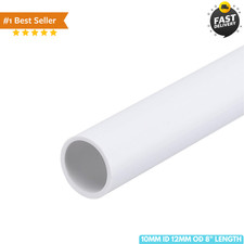1/2" OD PVC Rigid Tube 10mm ID 12mm OD 8" White High Impact