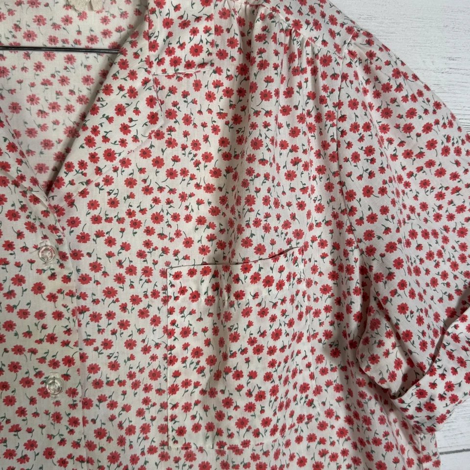 Blusa Vintage Rhapsody Ditzy Floral Manga Corta Botón Para Mujer’s XL Hecha en EE. UU. Foto 3 de 4