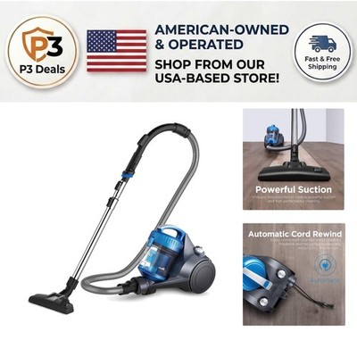 WhirlWind 2.5L Bagless Canister Vacuum Cleaner - Lightweight, Blue Multi-Surface