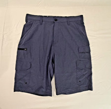 Iron Co Mens Cargo Shorts Size 34 Blue Stretch Polyester Zipper Pockets Golf