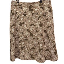 Vintage Sag Harbor Floral A-Line Skirt Dark Academia Cottagecore Brown Size 14