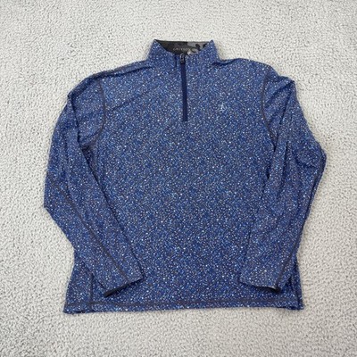 Greyson Tate Quarter Zip Pullover Mens XL Blue Floral Performance Golf - Logo