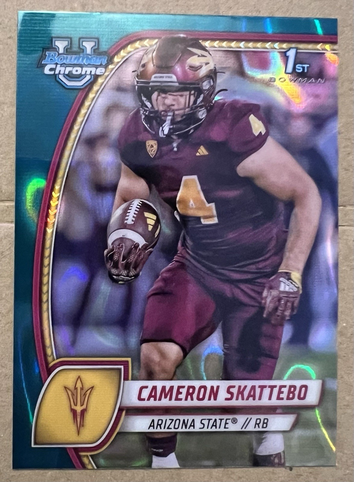 2024 Bowman University Chrome - Cameron Skattebo #37 Stealth Refractor (RC)