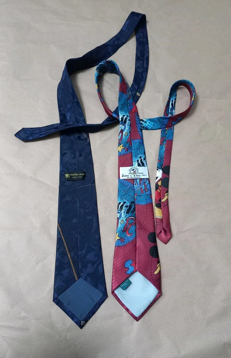 Vintage 1990's Mens Ties X 2 Mickey Mouse Disney Character Novelty 