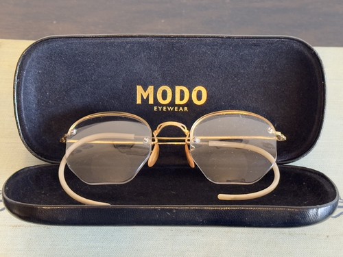 Antique B&L Bausch & Lomb 1/10 12K Gold Filled Eyeglasses 1920s Bifocal, w Case - Picture 3 of 17