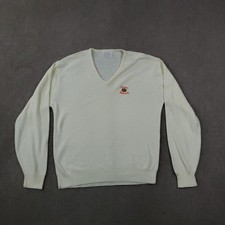 Vtg Clemson University Sweater Mens XL Fits Large Cream V-Neck Pullover Knit