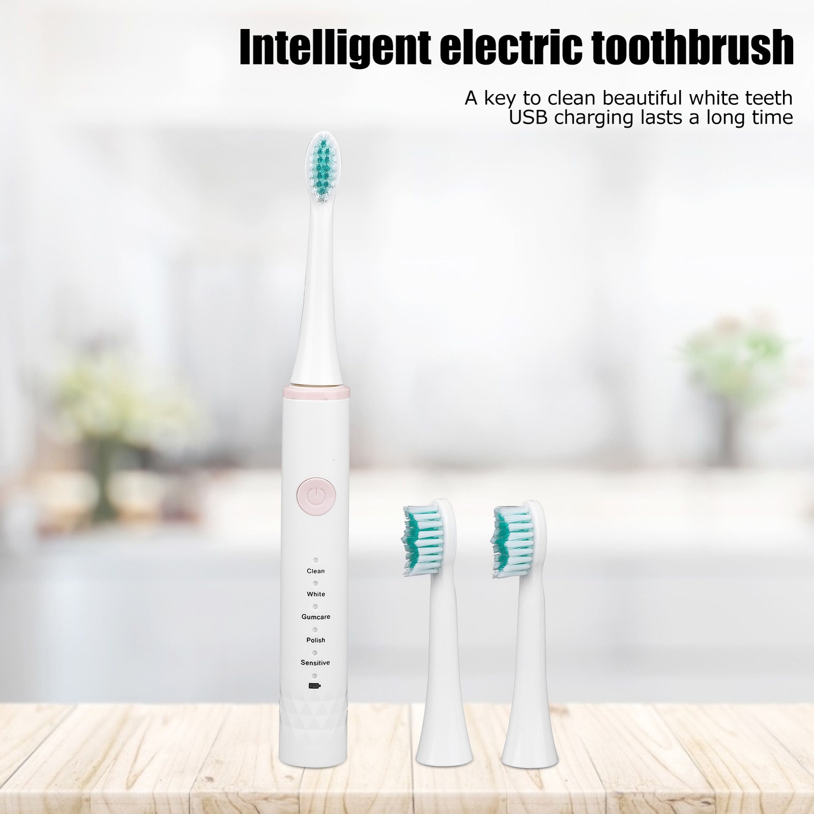 USB Charging Waterproof Electric Toothbrush Intelligent 5 Modes Ultrasonic