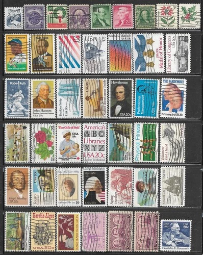 US United States Stamp Packet Lot of 44 Stamps off paper USA Collection used