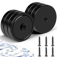 Strong Magnets with Holes and Screws, 110 lbs, Pack of 6  Heavy Duty Neodymium
