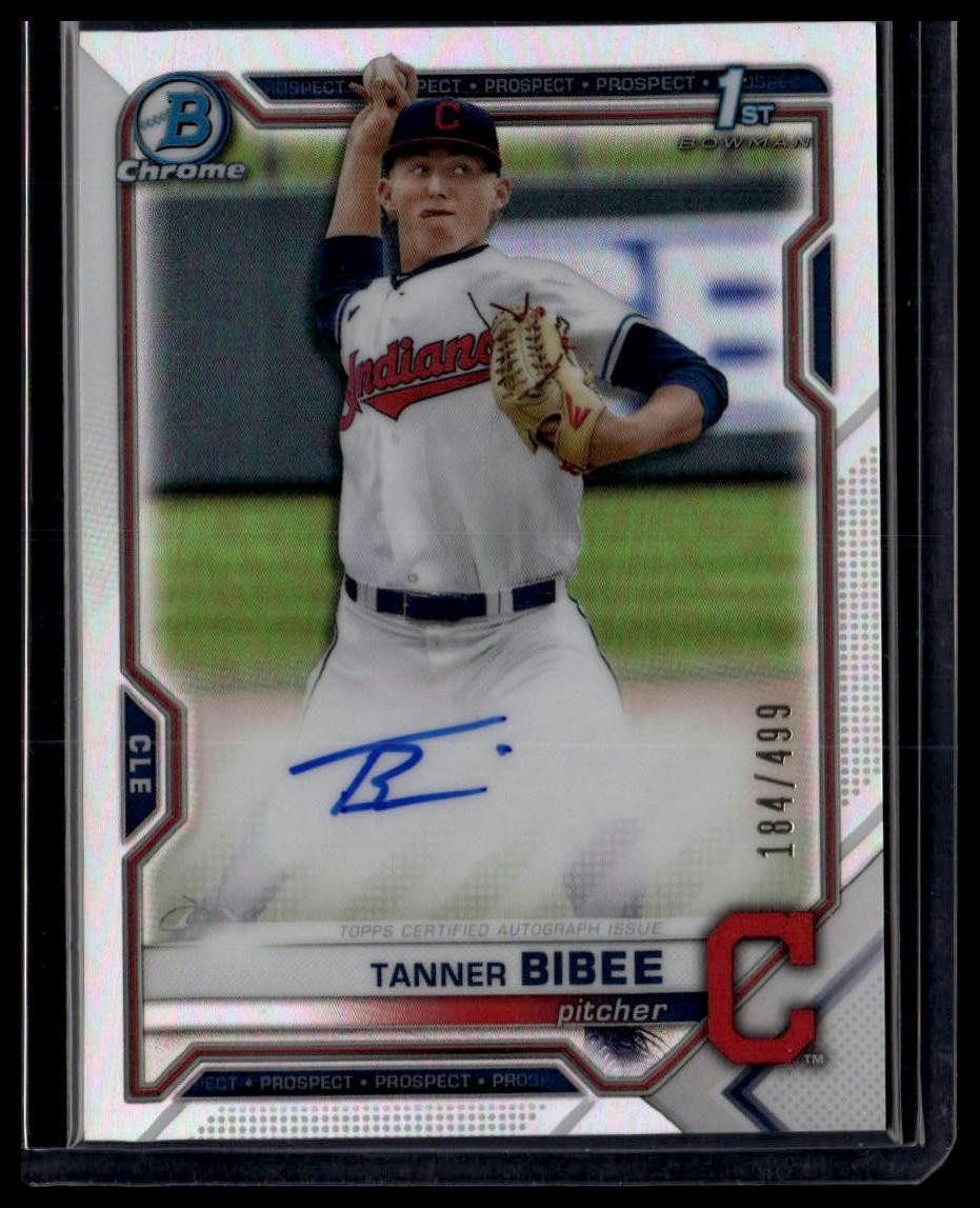 Tanner Bibee 2021 Bowman Draft Chrome 1st Draft Pick Refractor Autograph #/499