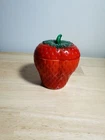 Vintage Hazel Atlas Milk Grass Strawberry Shaped Jar Sugar Bowl