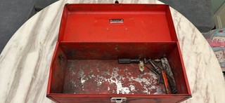 Kennedy Red Glossy Metal Box with Hinged Lid 0 Drawers 16 Long 7.5 Deep 7.25h