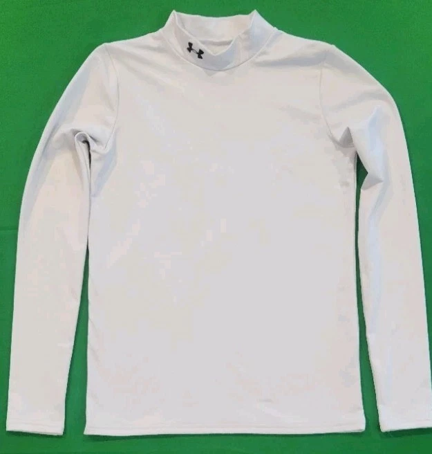 ¡Camisa Pullover Under Armour ColdGear Blanca Ajustada Cuello Simulado! Talla XL Foto 2 de 4