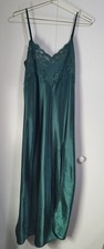 Victoria's Secret M Emerald Jewel Green Slip Dress Nightgown Satin y2k glam
