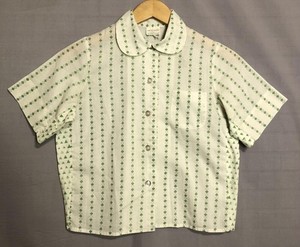 Vintage 70s Girl Scouts Uniform Shirt Girls 12 Trefoil Stripe Peter Pan Collar