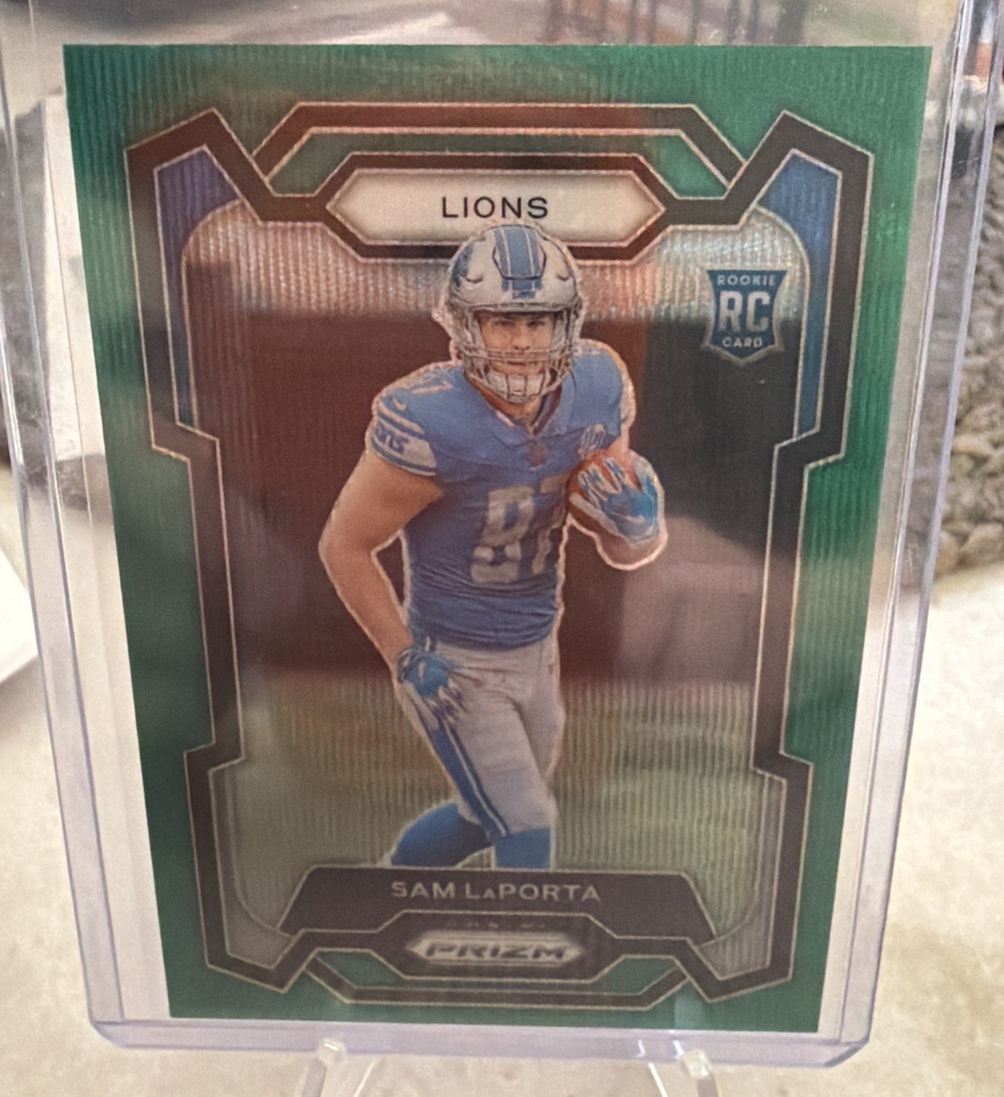 Sam LaPorta Panini Prizm #332 Neon Green Pulsar