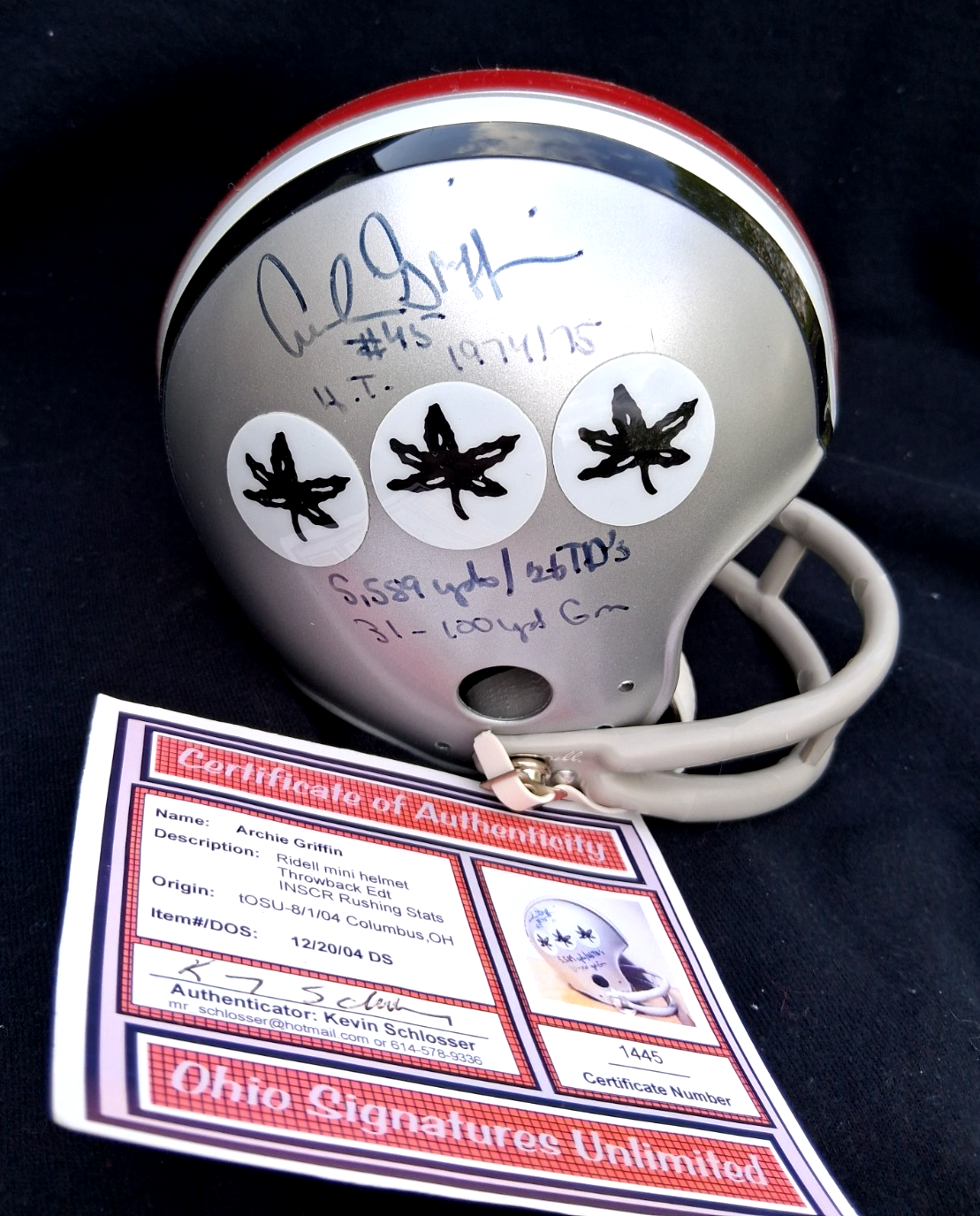 Archie Griffin Autographed Signed Ohio State Buckeyes Ohio State 1974-75 Heisman Mini Helmet Holo COA 