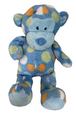 Blue Monkey Plush Dots Spots 12  Soft Stuffed Toy Sewn Eyes Nursery Rhyme
