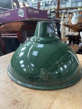 Vintage British Maxlume Green Enamel Industrial Pendant Light Shade #1