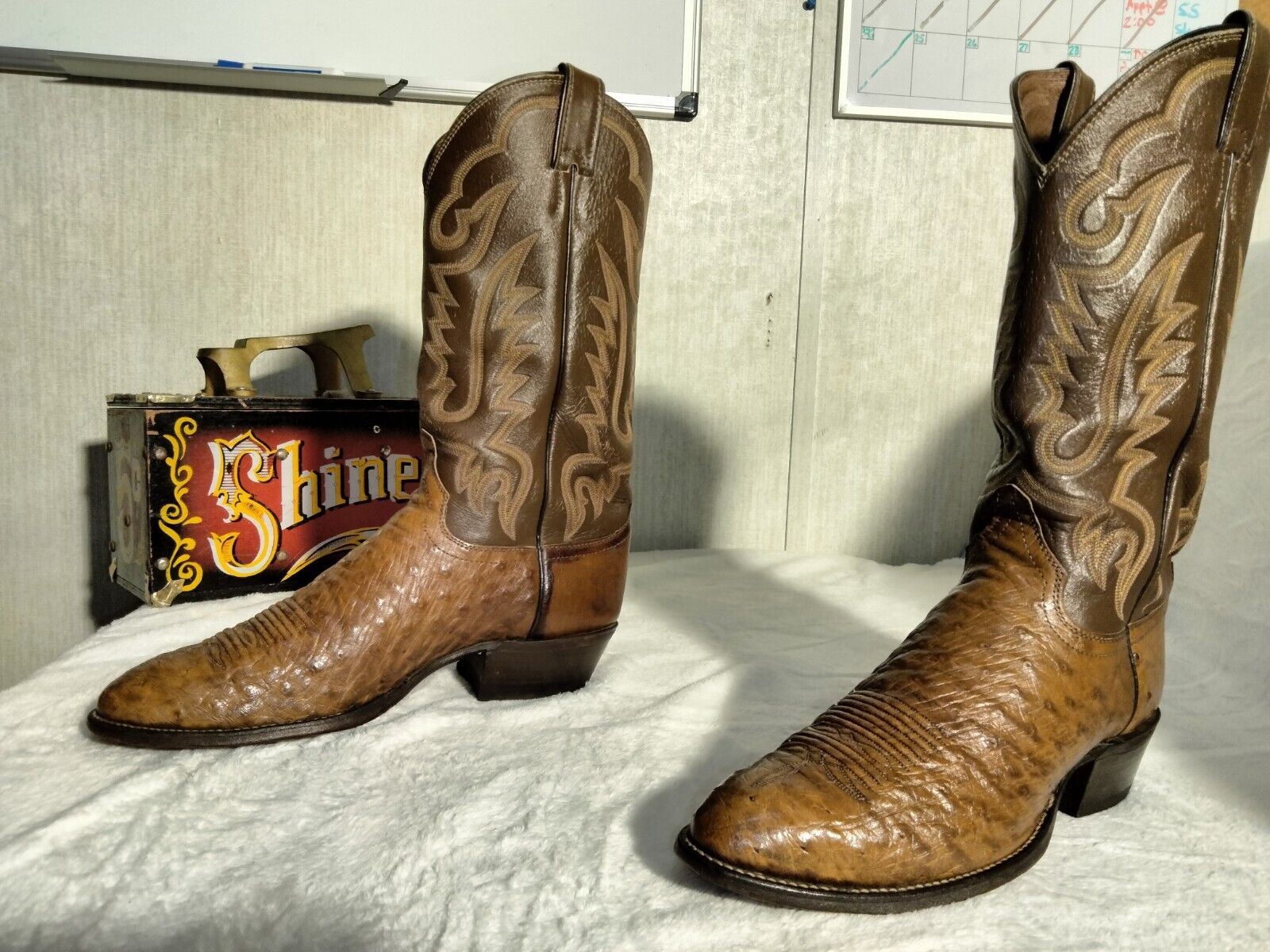 Justin Cowboy Boots Full Quill OSTRICH SKIN Size … - image 4