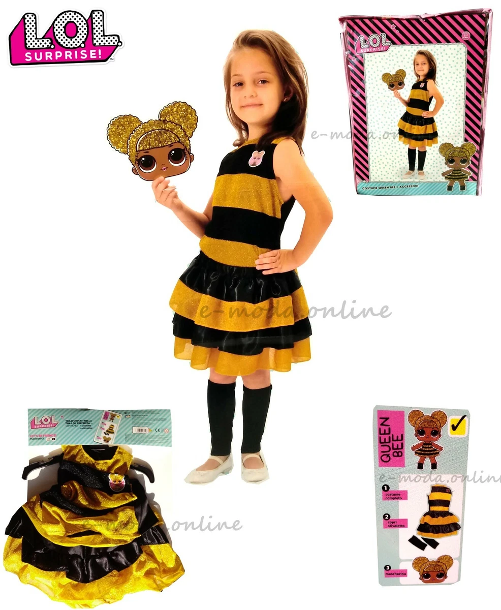 Costume Lol Surprise Vestito Queen Bee Travestimento Maschera Carnevale 6-9  anni