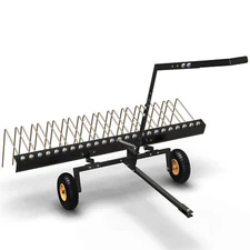 60" ATV UTV & Lawn Tractor Tow Behind Steel Landscape Rake Corrosion Resistant