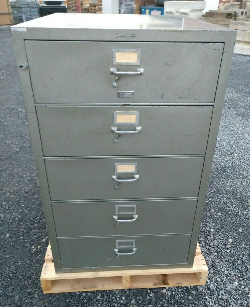 Vintage FIREPROOF Shaw Walker HEAVY DUTY Five Drawer Vertical File