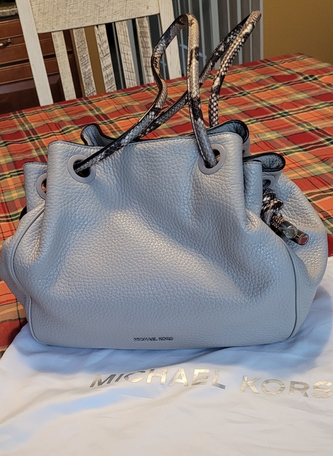 Authentic MICHAEL KORS Satchel Python Snake Taupe… - image 3