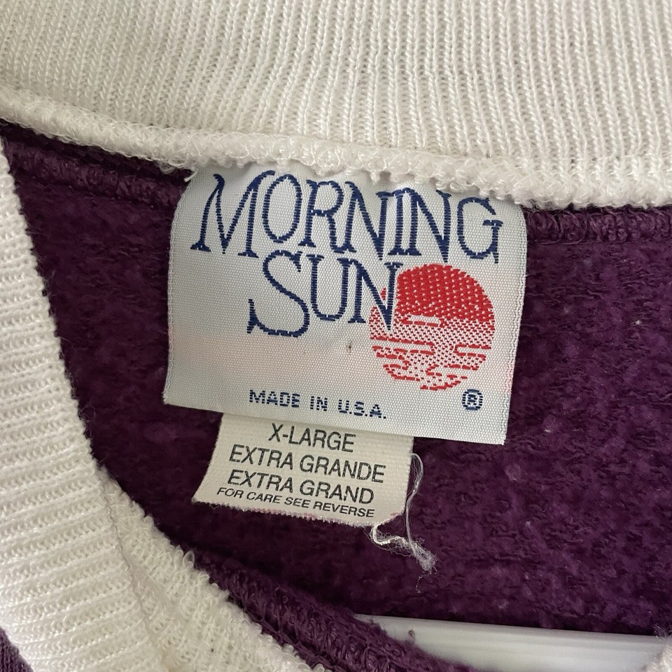 Vintage Morning Sun Sweatshirt XL Purple Floral Flowers Pretty Pullover