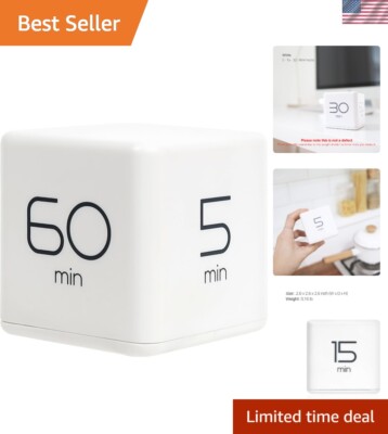 Elegant White Cube Timer - Enhance Focus with 5, 15, 30, 60 Min Settings
