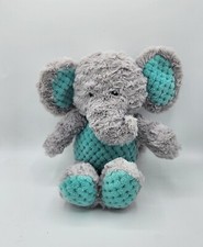 Spark Create Imagine Plush Elephant Gray Aqua Toy Rattle Crinkle 15" Soft Eyes