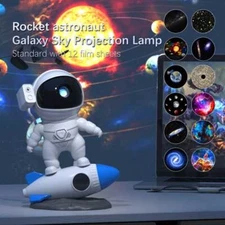 Rocket Astronaut Projection Light, Star Sky Galaxy Projector, 12 Galaxies Films