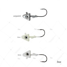 3pcs 3oz Shad Jig Head 32786 MUSTAD 2x Strong Hook 8/0 Black Nickel 3-color set