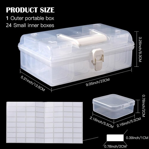 Douorgan Small Bead Storage Containers 24 Pieces Plastic 9.05"L x 5.31"W x 3.26" - Picture 5 of 8