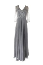 Decode 1.8 Silver 3/4-Sleeve Lace Top Chiffon Gown 2