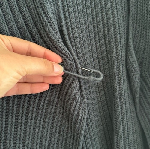 Cardigan J Jill Acciaio Blu Grigio Filato Maglia Linea Lunga Bobby Pin Chiusura Taglia Large - Foto 5 di 6