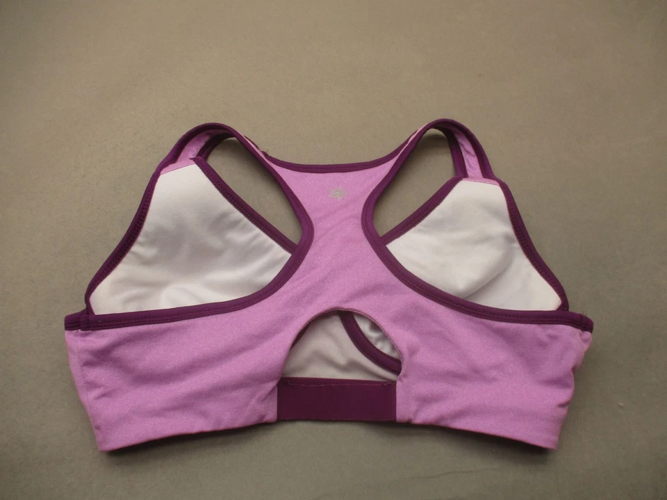 TEK GEAR размер L женщин розовый с подкладкой беспроводной тянуть на гонщик назад спортивный бюстгальтер 9E - Изображение 4 из 4