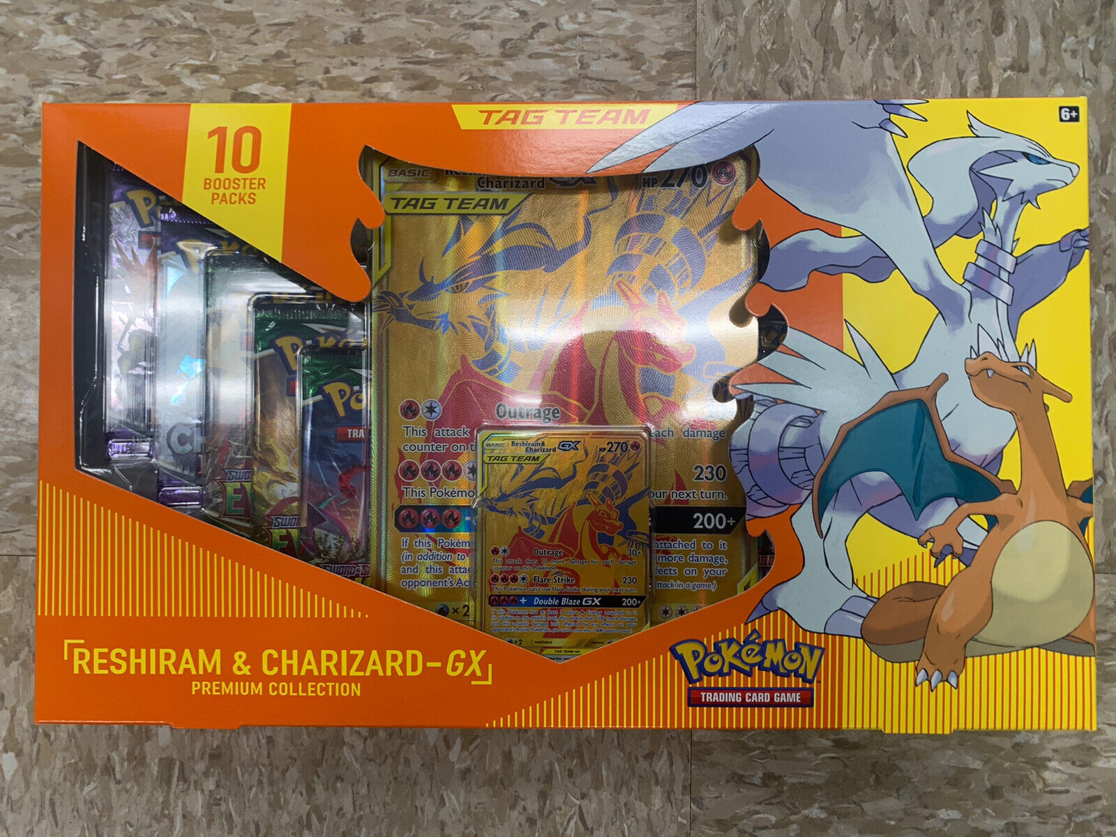 Box Pokemon Reshiram e Charizard Gx + Pacote 100 Sleeves Cardgame