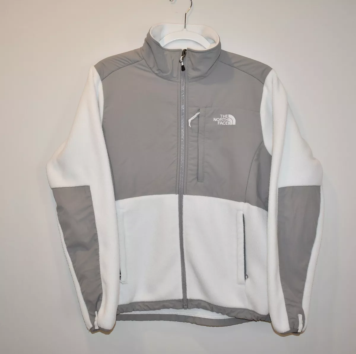 The North Face Womens Size S Full Zip Denali Fleece Jacket White & Gray