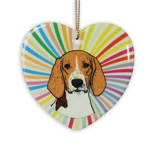 American Foxhound Heart Ornament - Ceramic