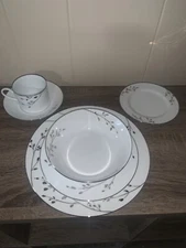 Noritake Birchwood 48 Piece SERVICE FOR 8 Place Settings Platinum Trim